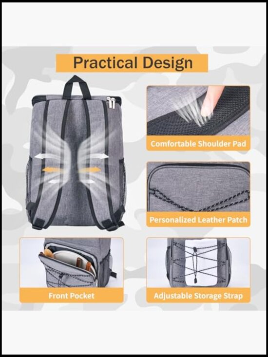 Insulated Cooler Backpack Leakproof Large Capacity 30 Cans Travel Hiking Camping